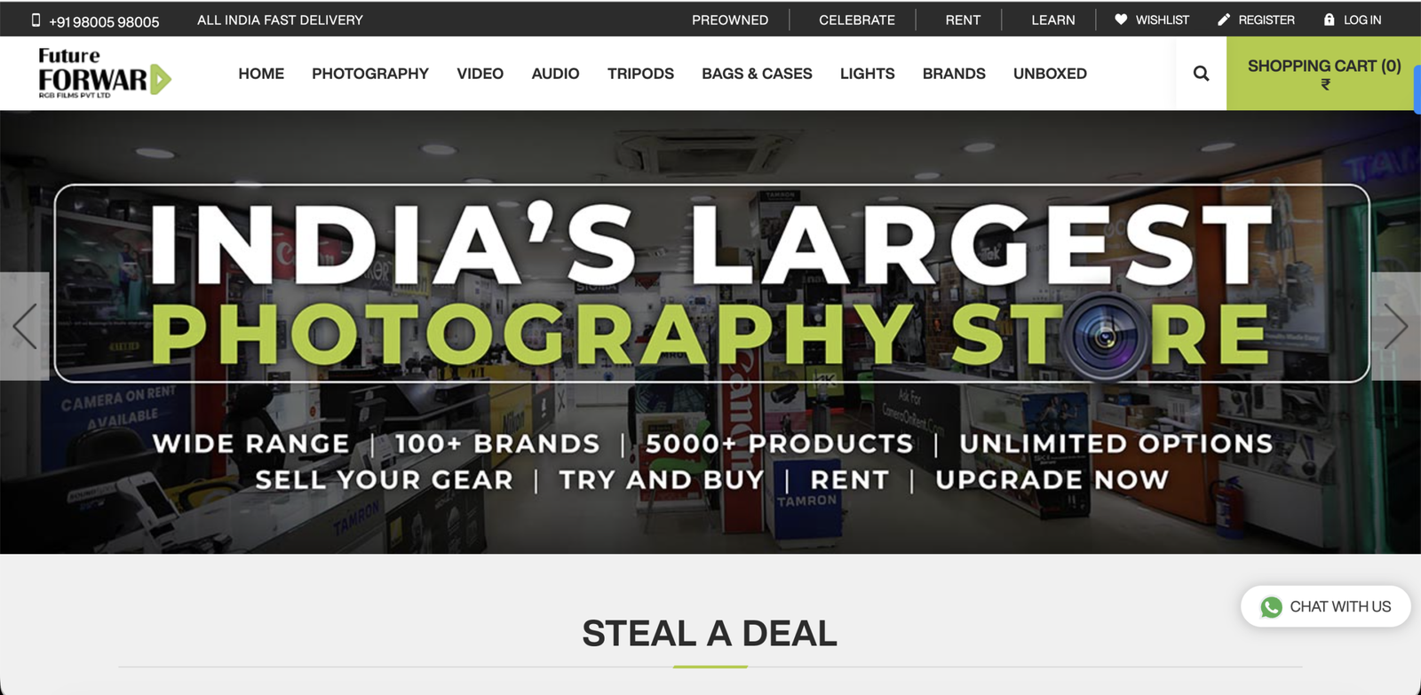 Future Forward camera store website screenshot